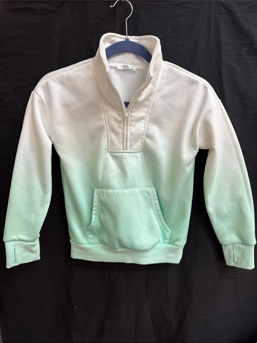 Mint Ombre Half-Zip Pullover Sweatshirt